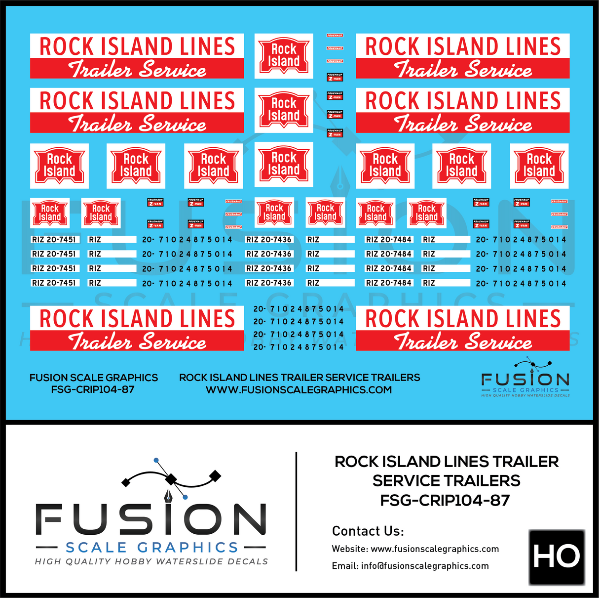 HO Scale Rock Island Lines Trailer Service Truck Trailers Decal Set