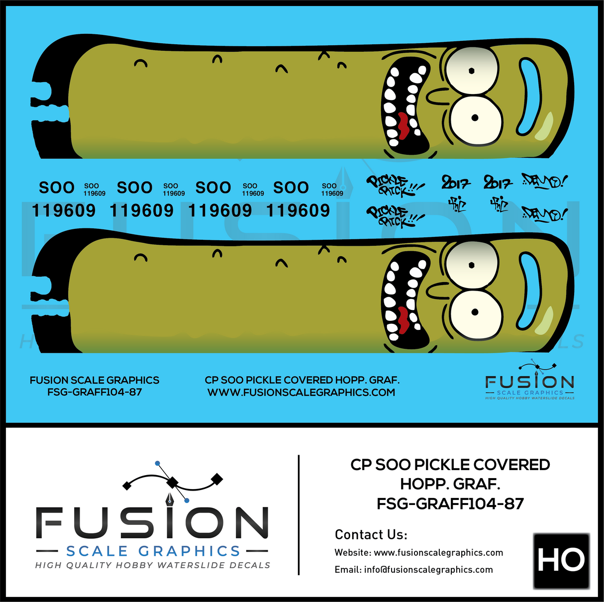 HO Scale Canadian Pacific Soo Pickle Rick Covered Hopper Graffiti Decal Set