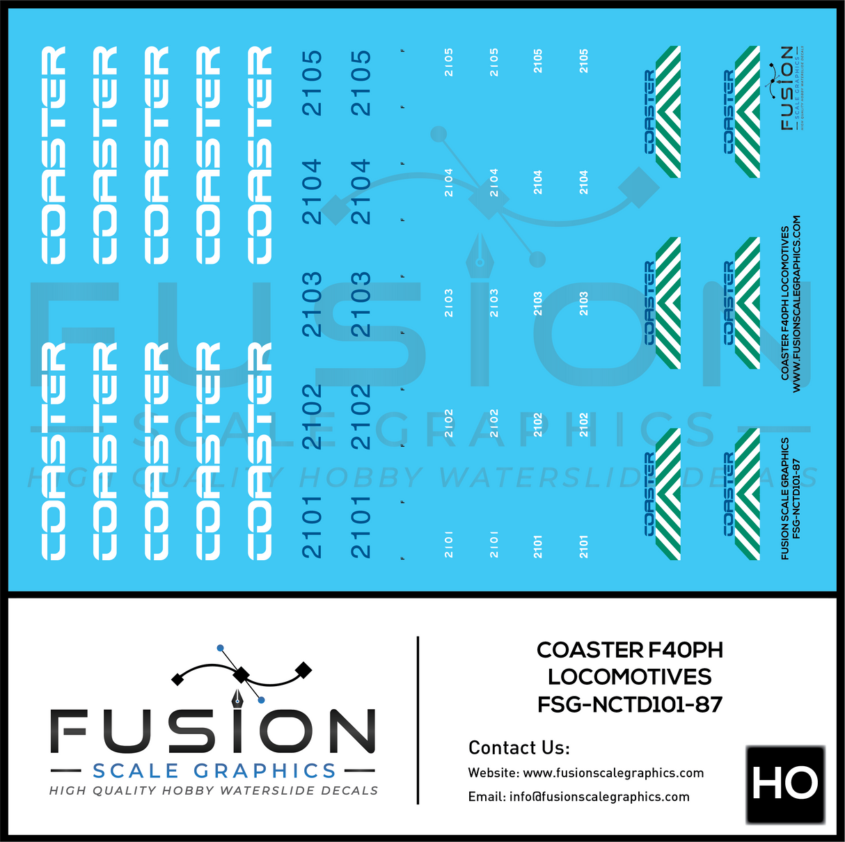 HO Scale Coster F40PH Locomotives Decal Set