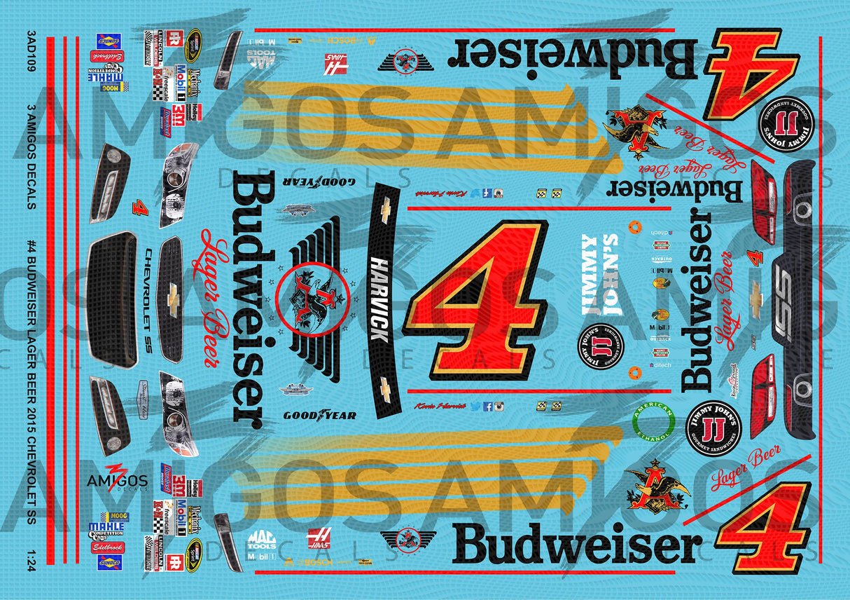 3 Amigos Decals #4 Budweiser Lager Beer Car Chevy SS 1:24