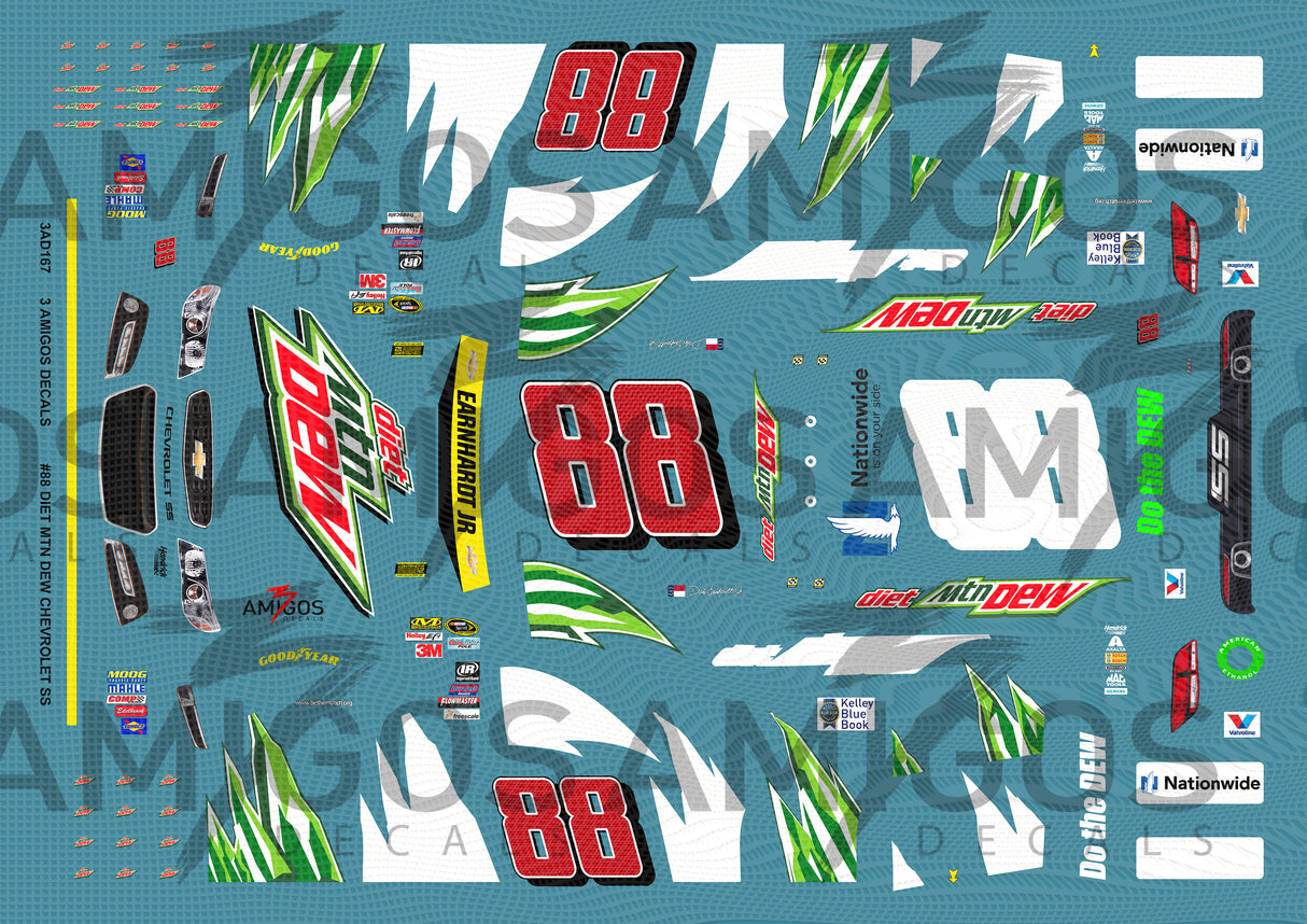3 Amigos Decals 1:24 #88 DIET MTN DEW CHEVROLET SS (TALLADEGA CHASE RACE)