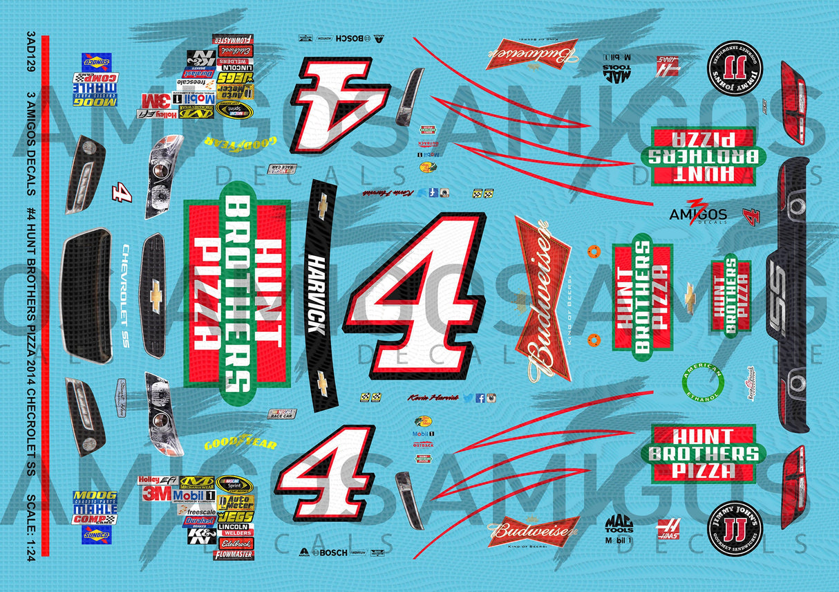 3 Amigos Decals #4 Hunt Brothers Pizza 2014 Chevy SS 1:24 Decal Set