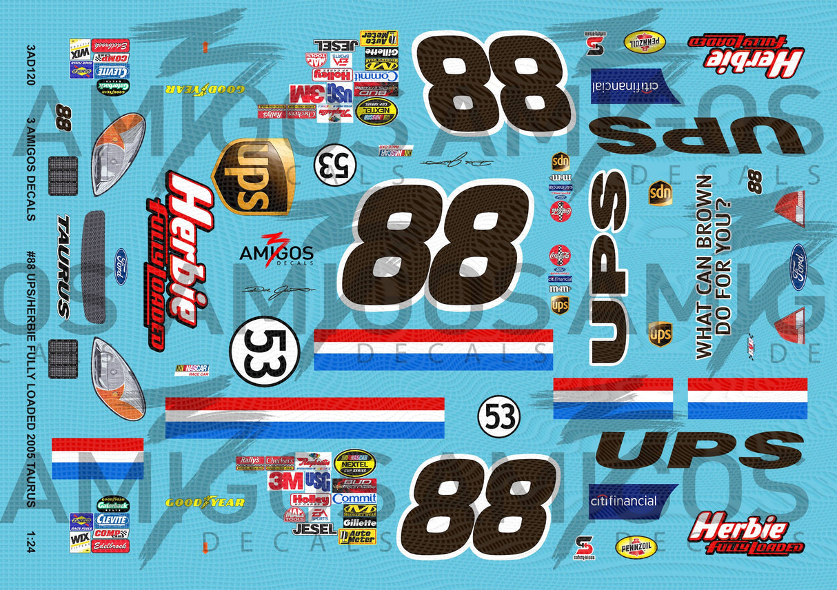 3 Amigos Decals #88 UPS Herbie Fully Loaded 2005 Taurus 1:24 Decal Set